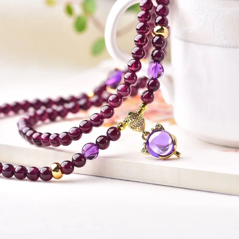 Garnet Three Circle Bracelet