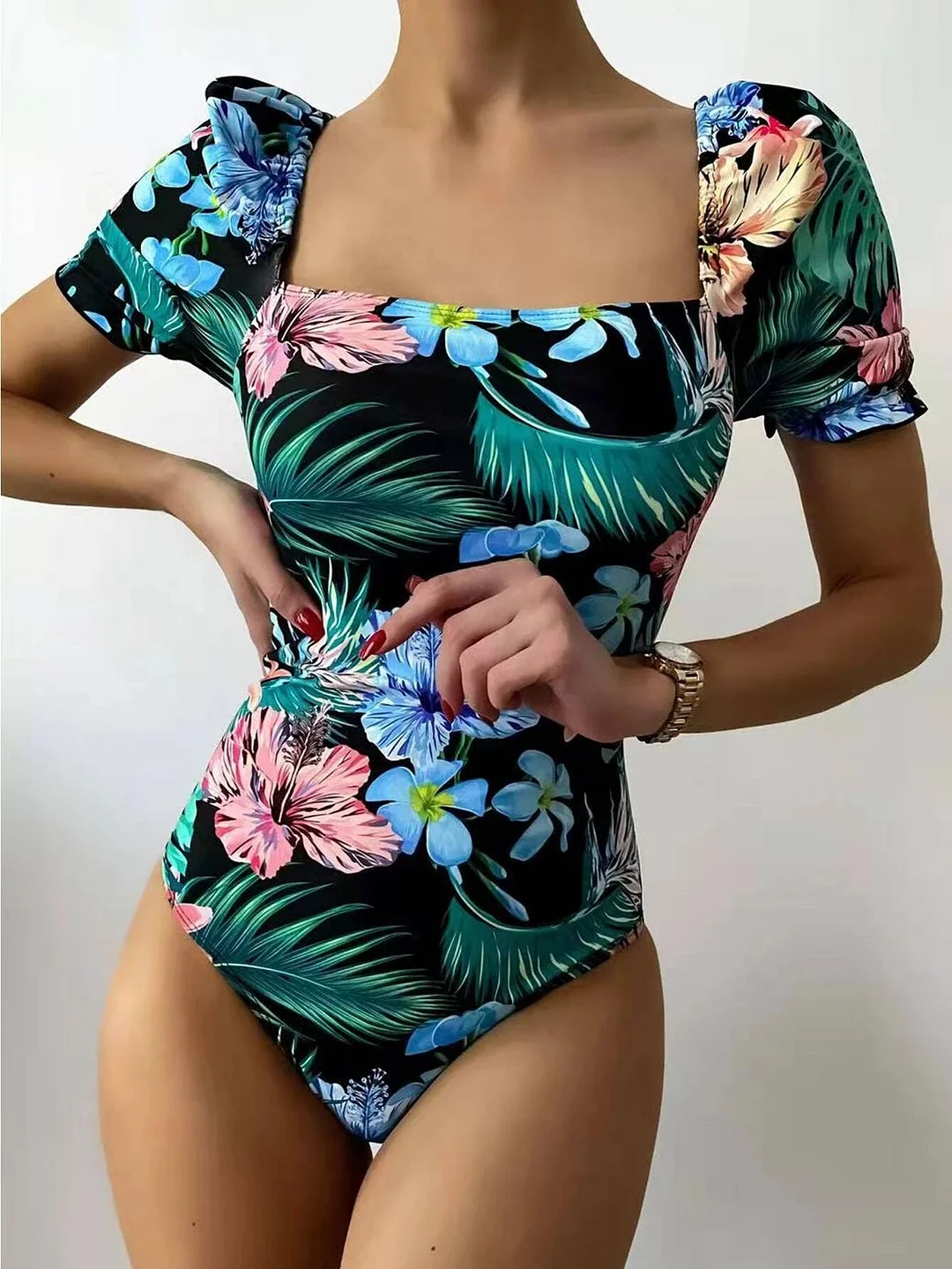 Women's Plant Printed Bikini Swimsuit