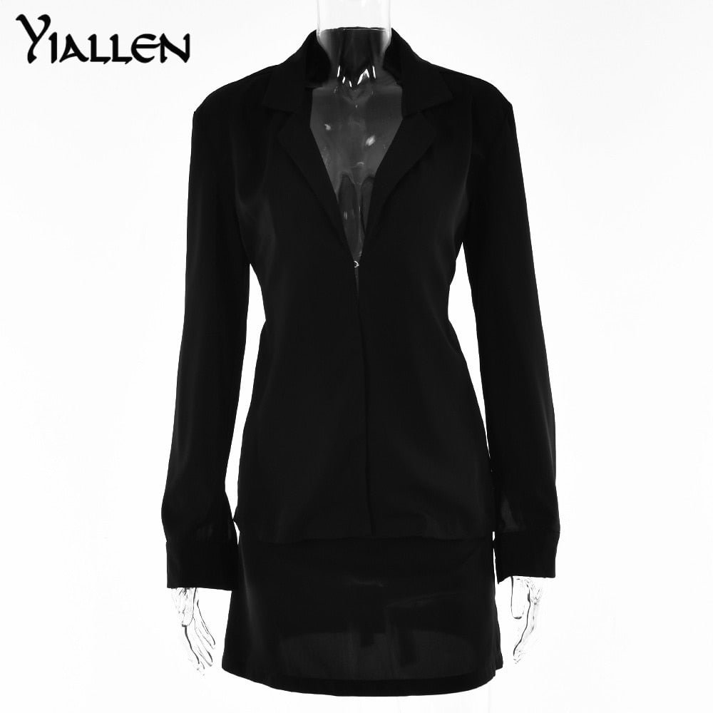 Yiallen Fall Fashion 2021 2 Piece Sets Womens Skirt Birthday Outfits for Women Long Sleeve Turn-down Collar Top and Skirts
