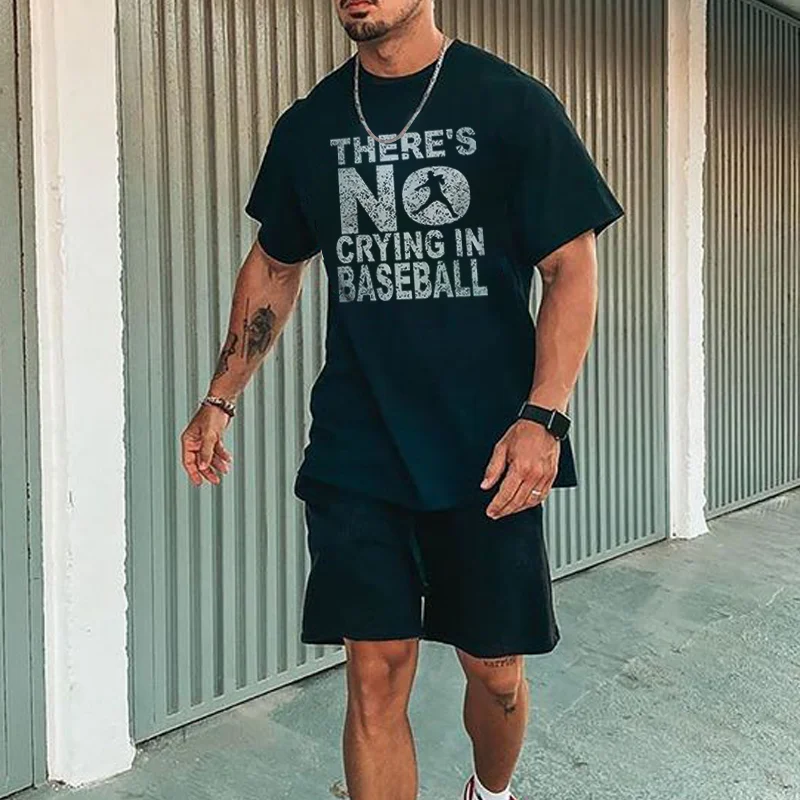 Baseball Player There's No Crying In Baseball Printed Men's T-shirt