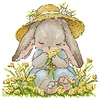 Rabbit Wearing A Straw Hat-14CT Stamped Cross Stitch 21*21cm/8.27*8.27in tapestrymarket