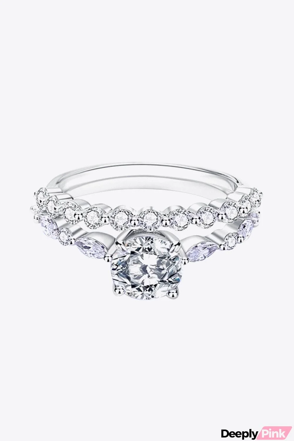 2-Piece Inlaid Moissanite Ring