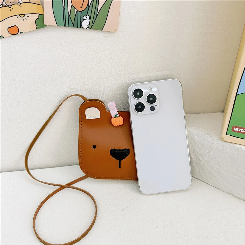 Women’s Pu Leather Bear Cute Square Open Shoulder Bag
