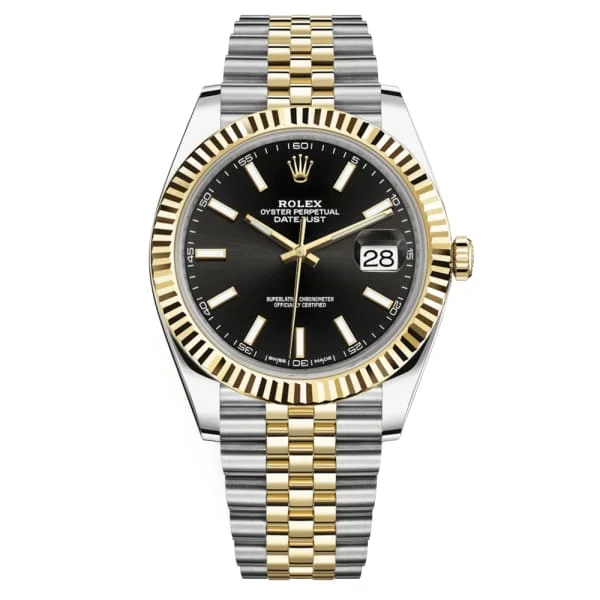 Rolex Oyster Perpetual Datejust 41 Watch Black dial, Two-tone, Fluted bezel 126333-0014