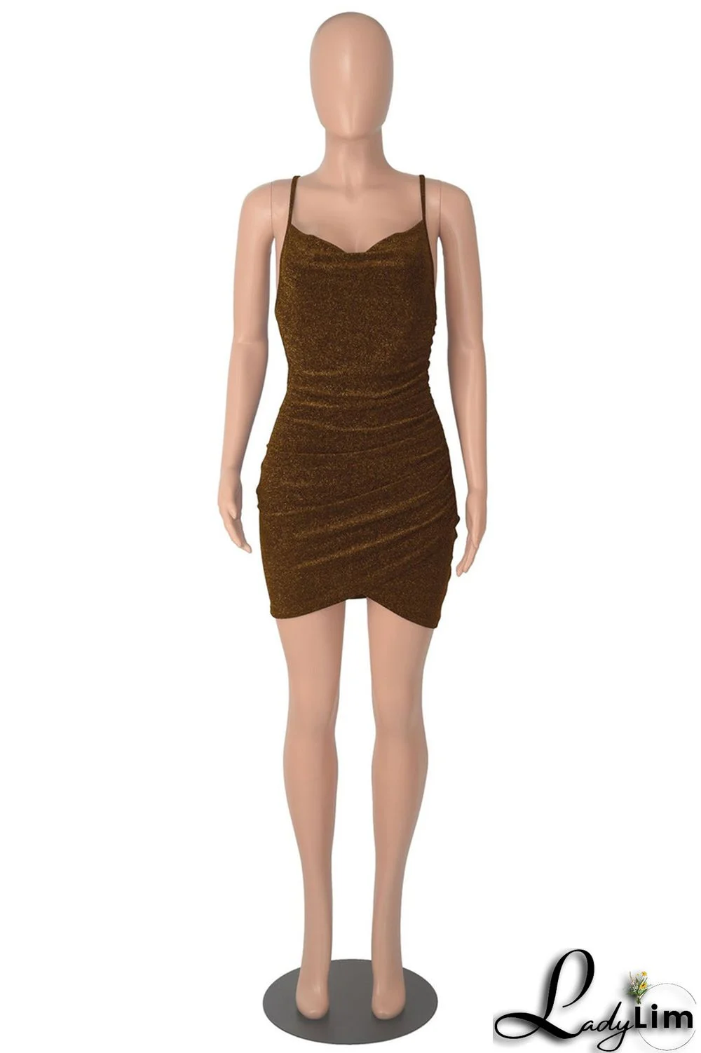 Purple Fashion Sexy Solid Bandage Backless Spaghetti Strap Sleeveless Dress