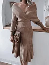 Long Sleeves Shirts Tops+Pleated Skirt Suit