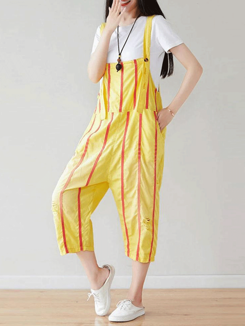 Made My Day Watery Stripes Overall Dungarees
