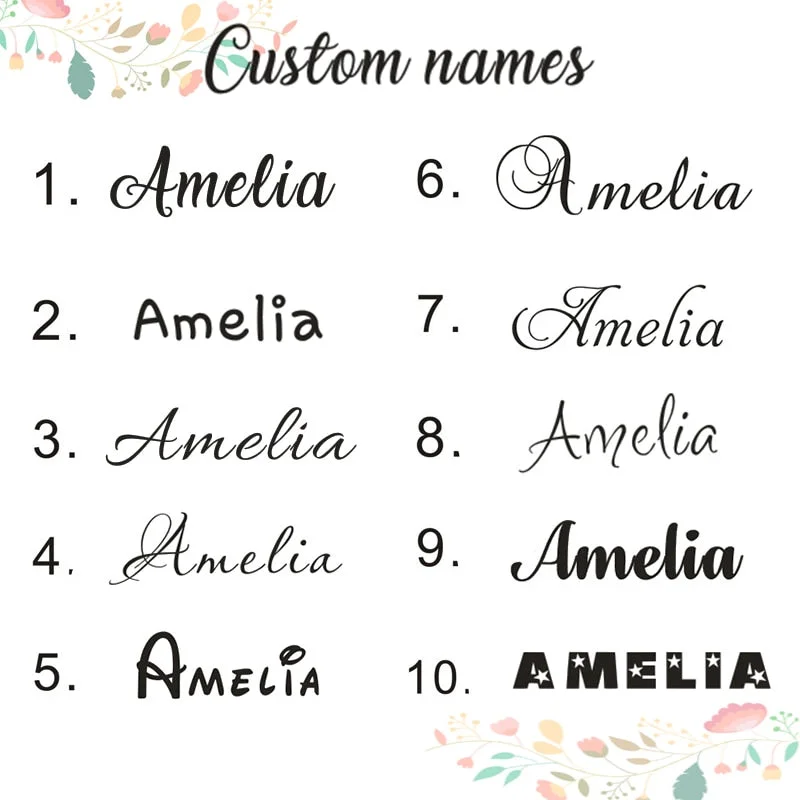 Custom Any Name Wall Sticker Nursery Decor Personalized Kids Name Wall Art Decal Various Font Available Mural Girls Gift AZ207