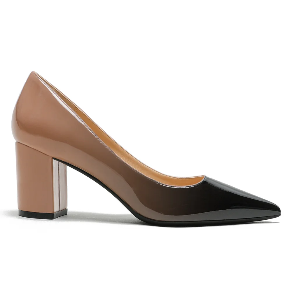 65mm Women Chunky Heels Comfortable Middle Block Heel Pumps-MERUMOTE