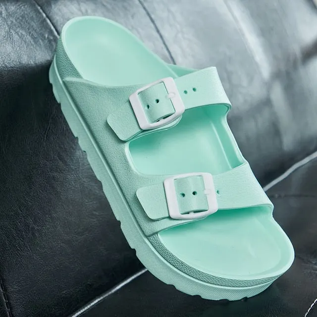 Summer Platform Sandals Women flip flops Beach Home Slippers Flat Pink Red Black White Slides 2021 EVA Light Casual Shoes female