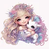 Fille rose licorne-partial sp&eacute;cial diamant peinture-30 * 30cm
