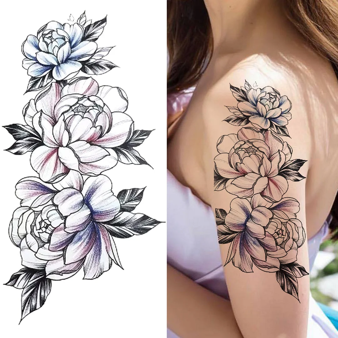 Sdrawing Pendant Temporary Tattoo For Women Men Butterfly Elephant Flower Fake Tattoo Waterproof Half Sleeve Thigh Tatoo Sticker