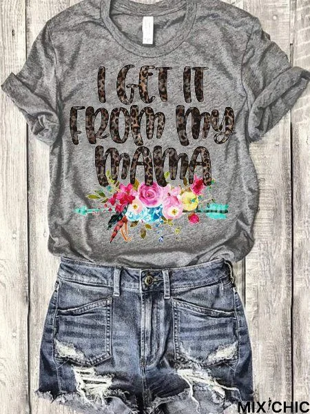 Gray Casual Shift Floral T-shirt