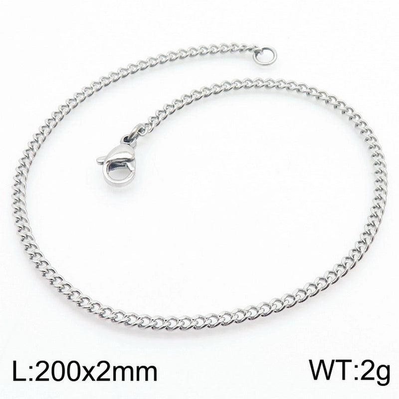 Stainless Steel Personality Fashion Trend Simple Two-Side Grinding Cuban Link Chain Bracelet Accessories