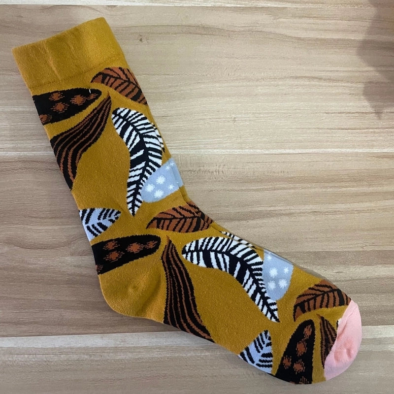 Women’s Minimalist Human Houndstooth Cotton Crew Socks A Pair