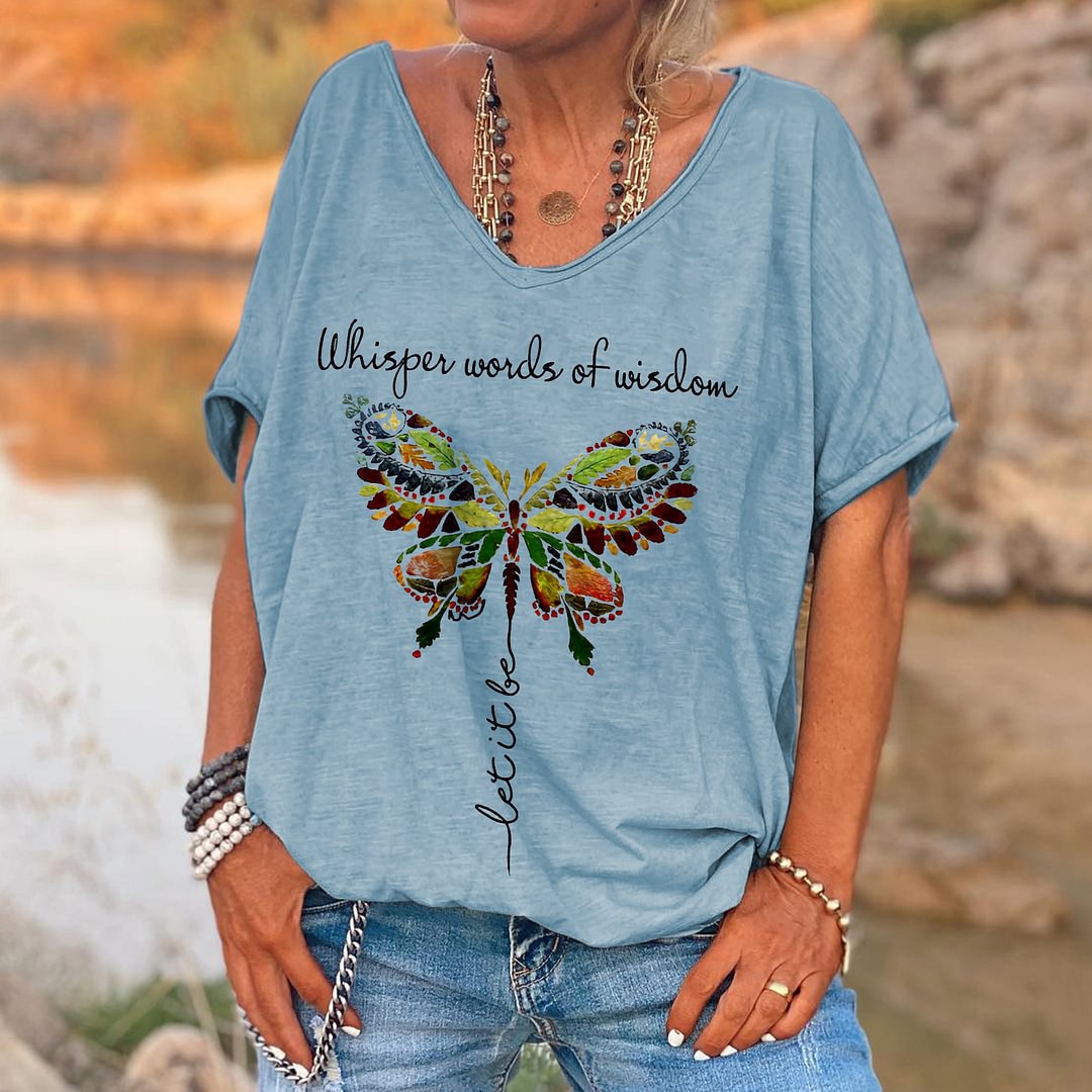 Whisper Words Of Wisdom Butterfly Printed Graphic Tees
