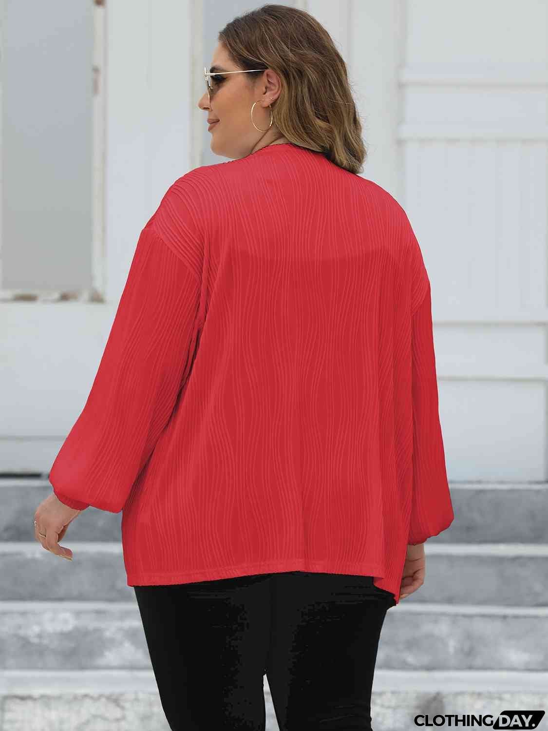 Plus Size Open Front Long Sleeve Cardigan