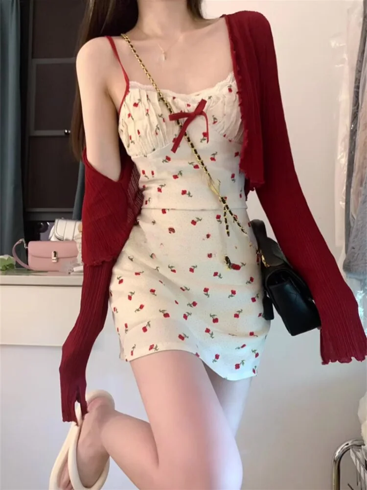Lourdasprec  Y2K Women Korean Casual Groups Acubi Gyaru Girls Desire 2 Piece Set Suits Long Sleeve Tops Mini Sexy Dress Matching Sets Clothes