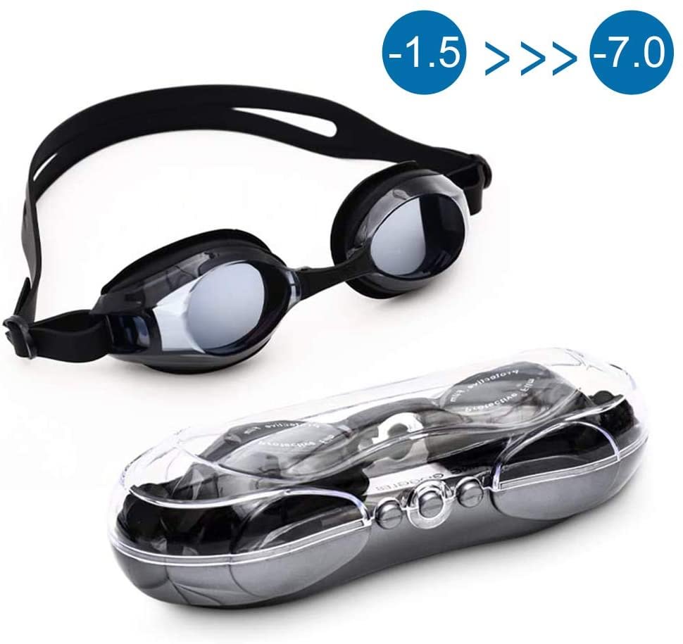 Prescription Swimming Goggles, Anti-Fog UV Protection Nearsighted Optical Corrective Swimming Goggles