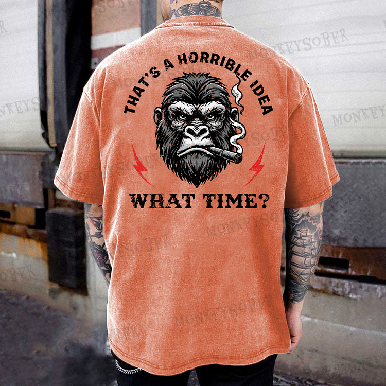 That's A Horrible Idea What Time Funny Sarcastic Washed T-Shirt