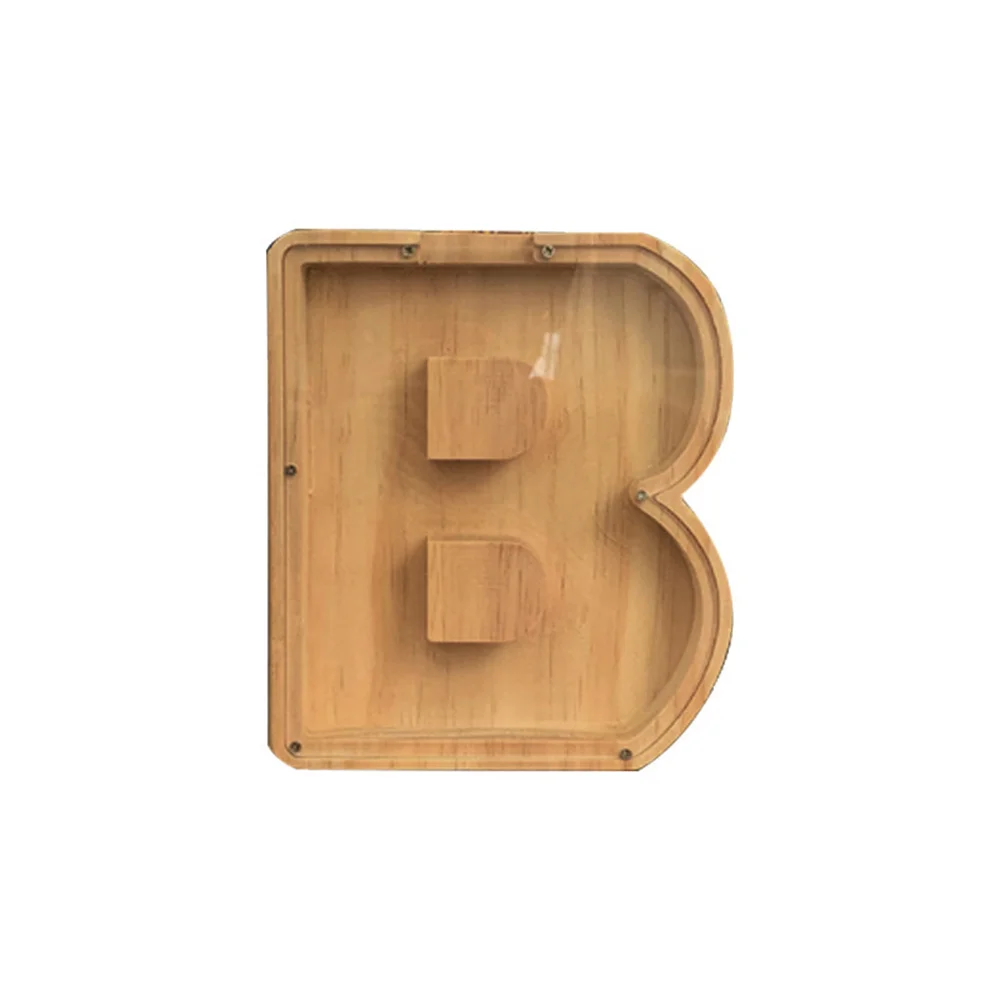 Purexcellent&trade; Wooden creative English letters transparent money jar