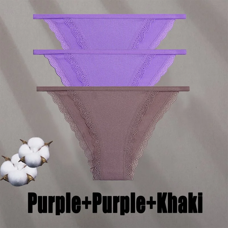 Billionm Women Sexy Lace Panties Cotton Breathable Underwear G-String Intimates Lingerie Female Solid Color Soft Underpants