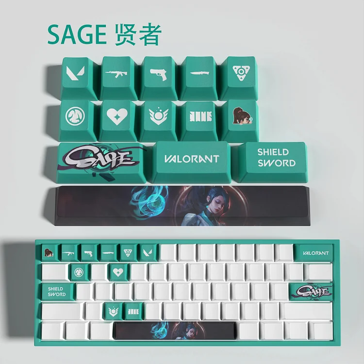 Sage New design Valorant keycaps  OEM Profile 14keys MINI SET PBT dye sub keycaps