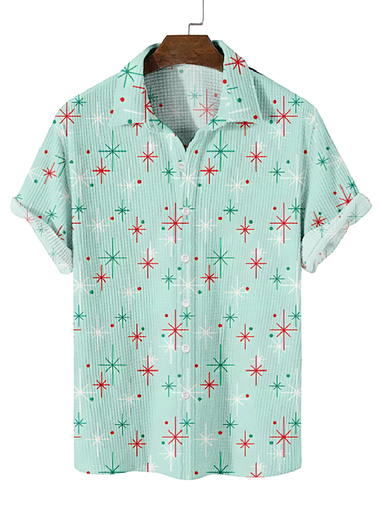 Men's Breathable Waffle Hawaiian Collection Short Sleeve Shirt  0760