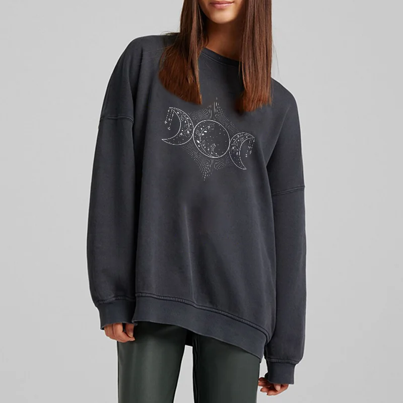   Moon Ornaments Flower Women's Pullover Sweatshirt - Neojana