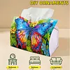 Blue Butterfly DIY PULeather Diamond Painting Tissue Box for Adults Beginners Decorative Diamond Art Paper Storage Holder for Living Room Bedroom Bathroom Table Decor