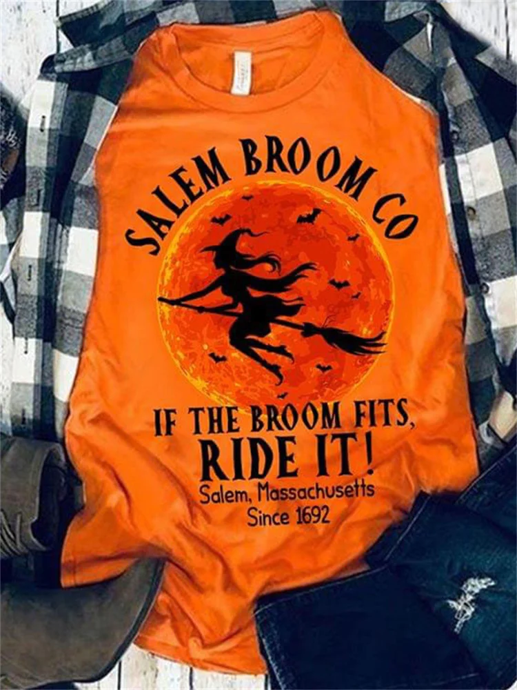 Vefave Halloween Salem Broom Co Graphic T Shirt