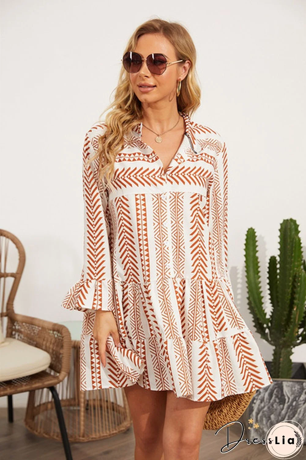 Spring Autumn New Women's Fashion Turn-down Collar Shirt Dress Floral Printed Patchwork Dress Plus Size Women Clothing Loose Mini Dress