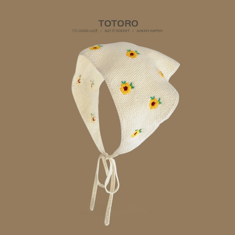 French Retro Turban Women’s Triangle Scarf Hair Belt Spring And Summer Travel Sweet Cute Handmade Crochet Artistic Style Baotou Hat