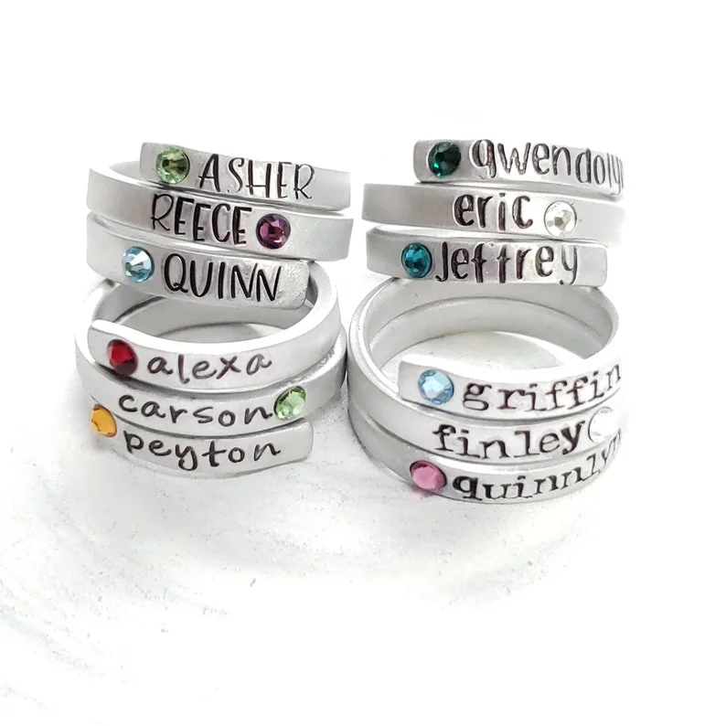 Personalized BirtBirthstone Ring Stack Birthstones May Vary in Color Pave Classic Ring is available with CZ stones only Stone Shape: Round Ring Stack Carat Weight: 0hstone Surround Ring - Gift for Her