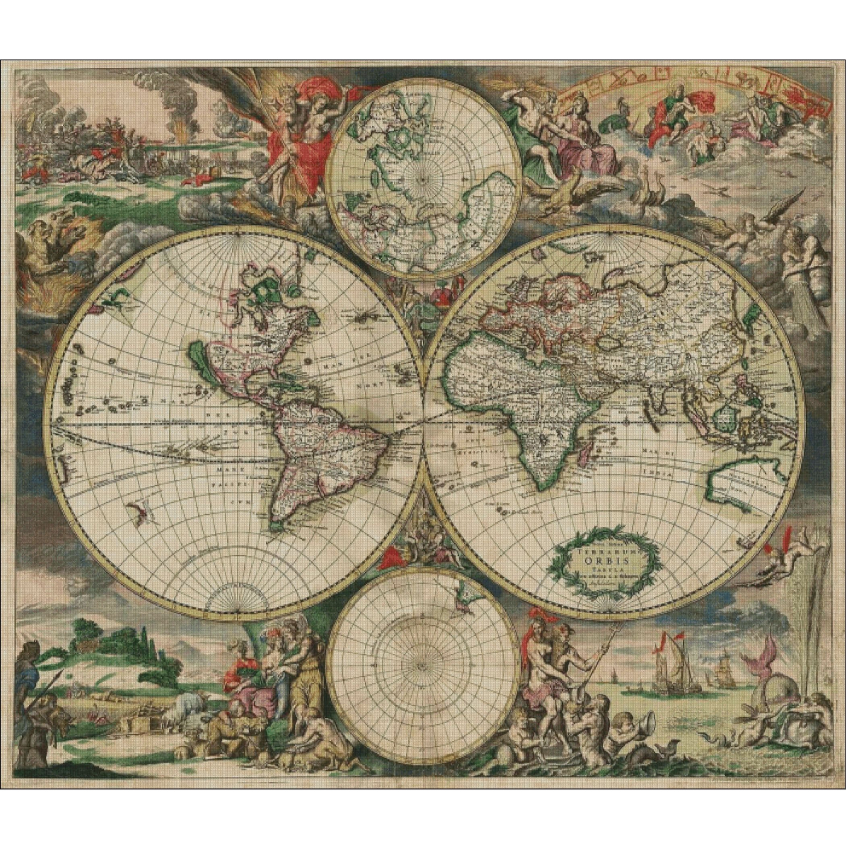 [ZZ5178-Ancient World Map]  Painting Fairy Cross Stitch