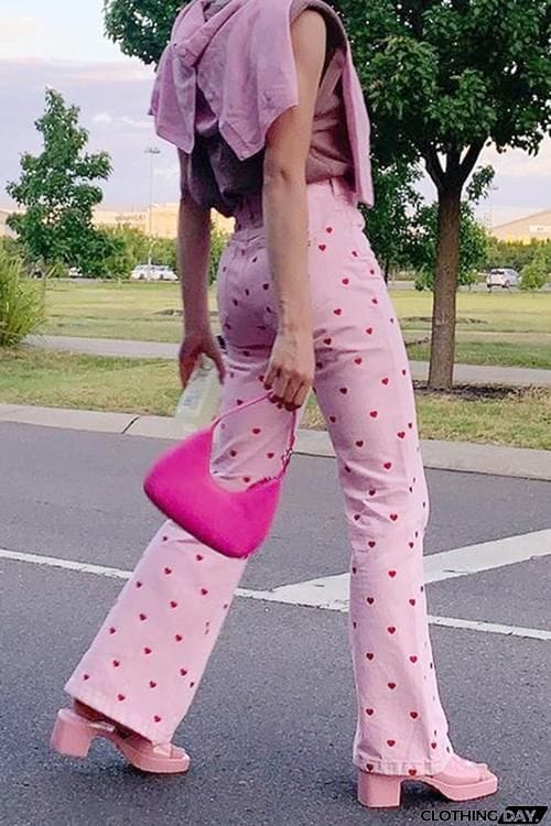 Red Heart Bell Pants