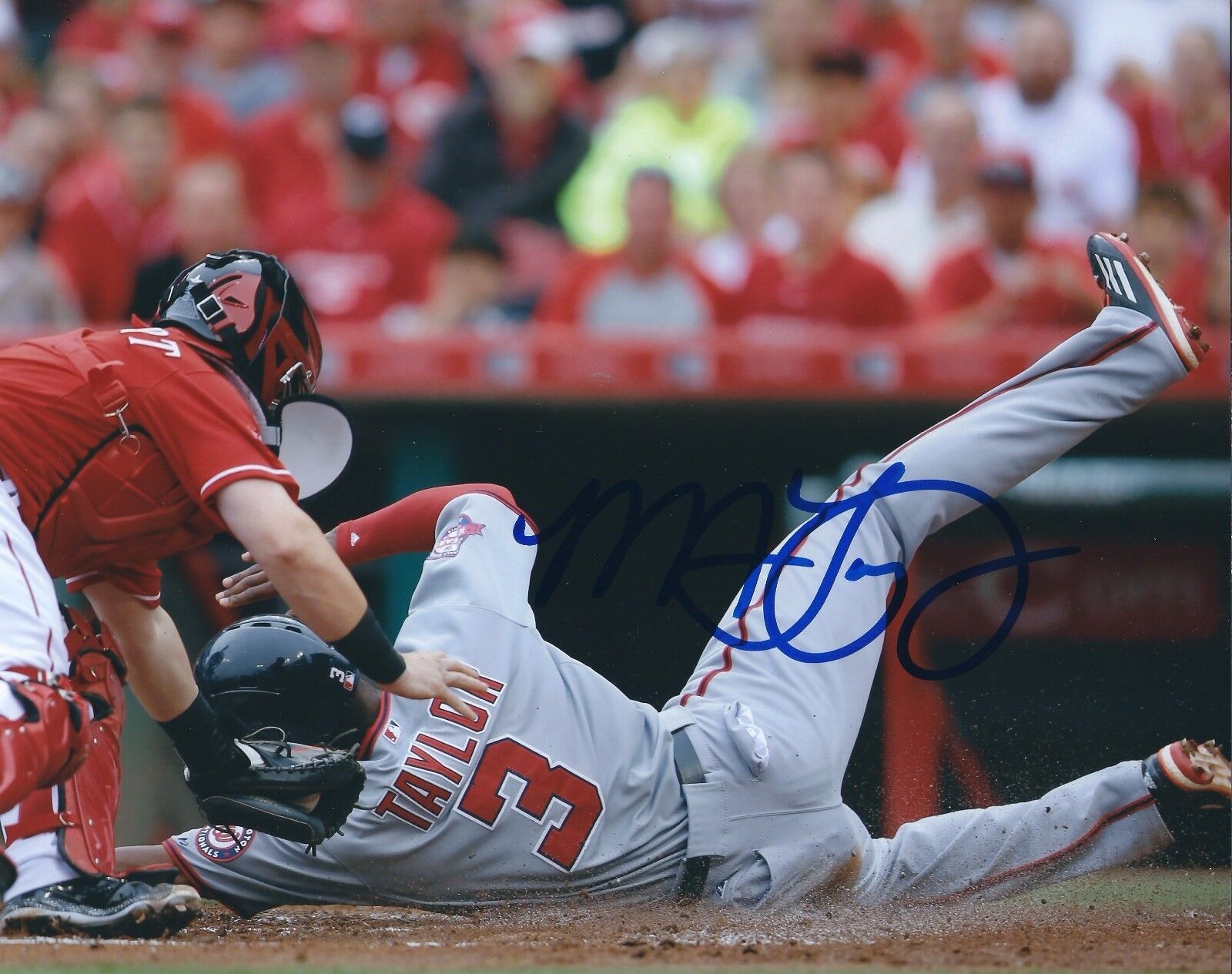 Signed 8x10 MICHAEL TAYLOR Washington Nationals Photo Poster painting- COA