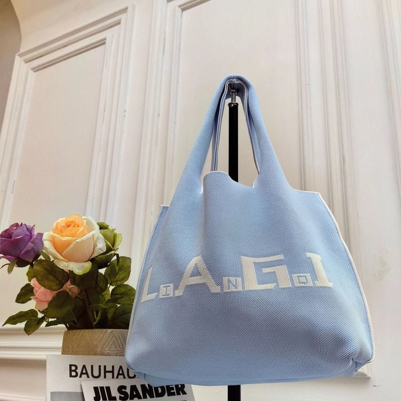 Women's Large Polyester Letter Color Block Streetwear Square Open Shoulder Bag