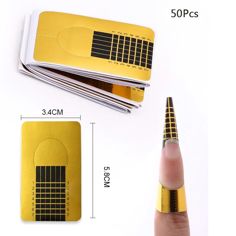 French Nail Form Tips Acrylic UV Gel Extension Curl Form extension Nail Sticker Art Guide Mold Manicure Nail Art Tools-Nail Inspo