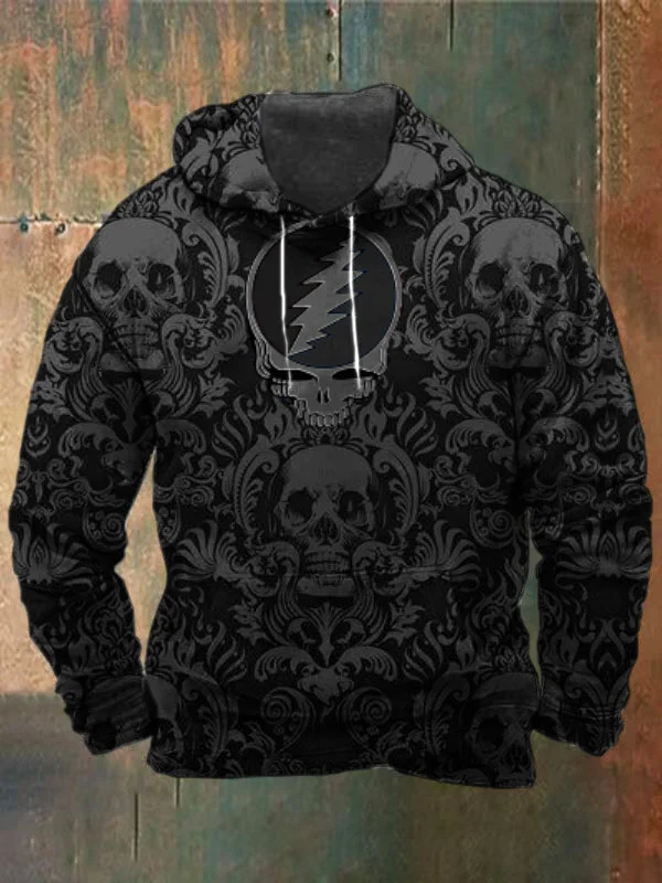 Unisex Skull Print Heavyweight Hoodies