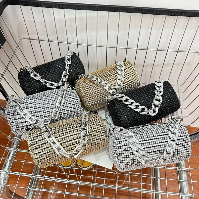 Black A Silver A Gold A Polyester Solid Color Sewing Thread Cylindrical Evening Bags