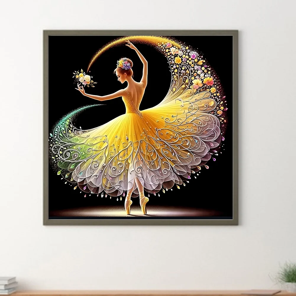 Diamond Painting - Full Round Drill - Flower Skirt Girl(Canvas|40*40cm)