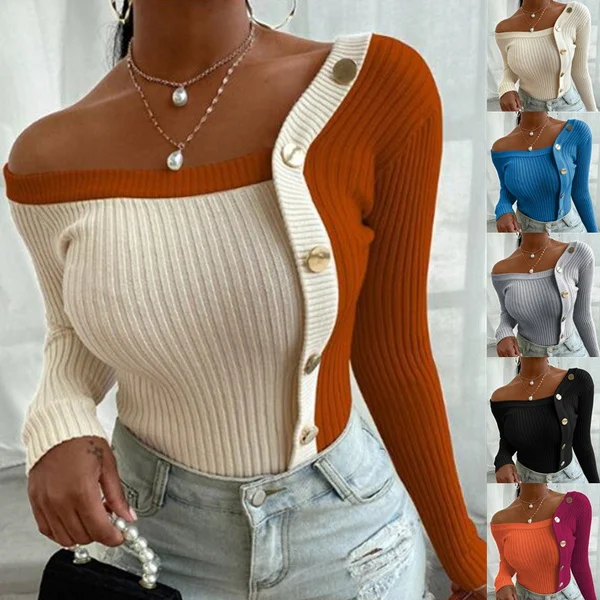Autumn and Winter Women Fashion Long Sleeve Knit Top Casual Knitwear Plus Size Bottoming Sweater Blouse