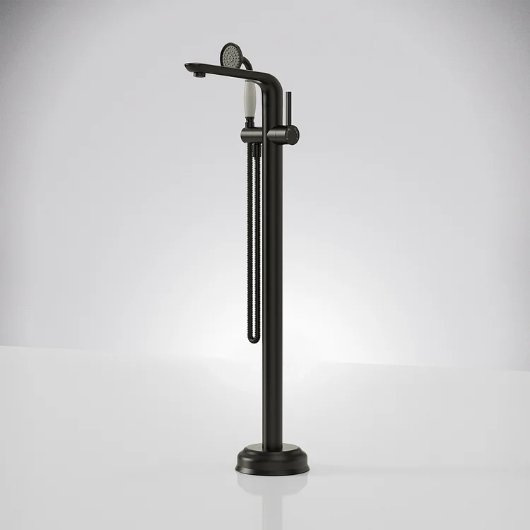 EVERSTEIN 39" H Vintage Freestanding Tub Faucet with Handheld Matte Black 