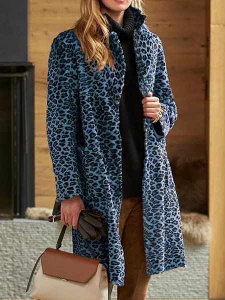 Velvet Leopard Print Elegant Outerwear