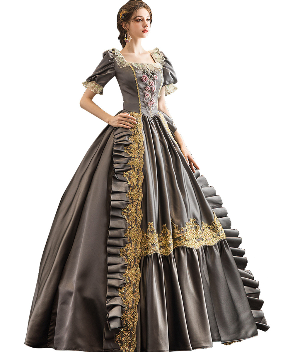Women Girls Black Gothic Lolita Dress Short  Sleeves Multi Layers Classic Sweet Lolita Dress Novameme