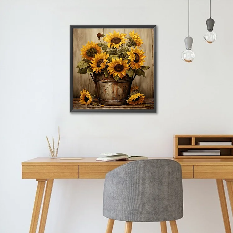 Barrel Sunflower - Full Round - Diamond Painting(30*30cm)