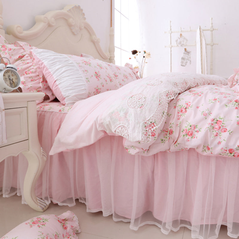 100 Cotton Floral Printed Princess Bedding Set Twin King Queen Size