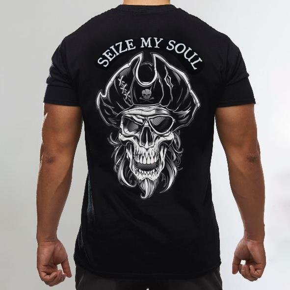 Designer pirate skull print men's t-shirt