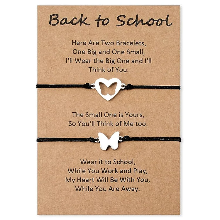 Back To School Butterfly Bracelet Set, Adjustable Bracelets Gift With Gift Card Set For Kids